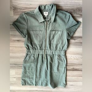 J. Crew 8 Green Denim Mini Zip Up Dress